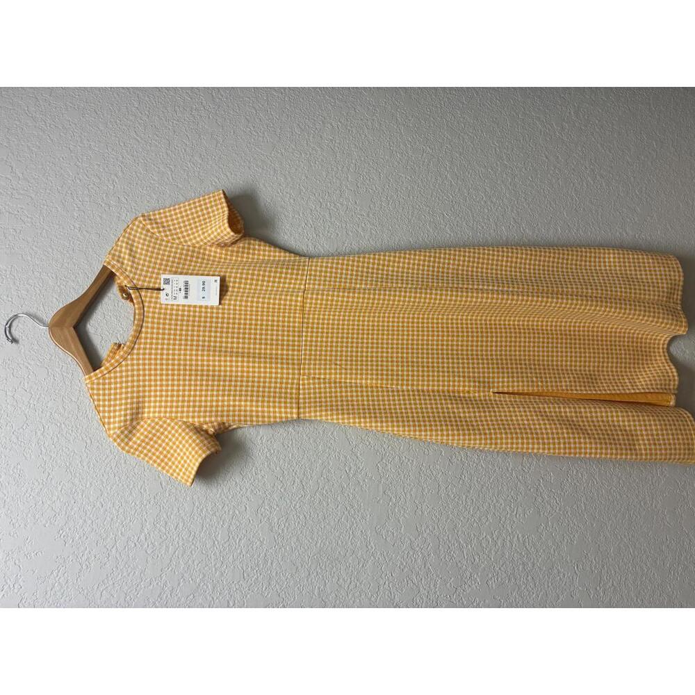 ZARA Gingham Midi Dress – Yellow – Size Medium (NWT)